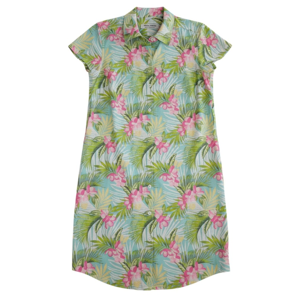 Tommy Bahama Shirt Dress Womens XS Green Bahama Coast Jungle Royal IslandZone